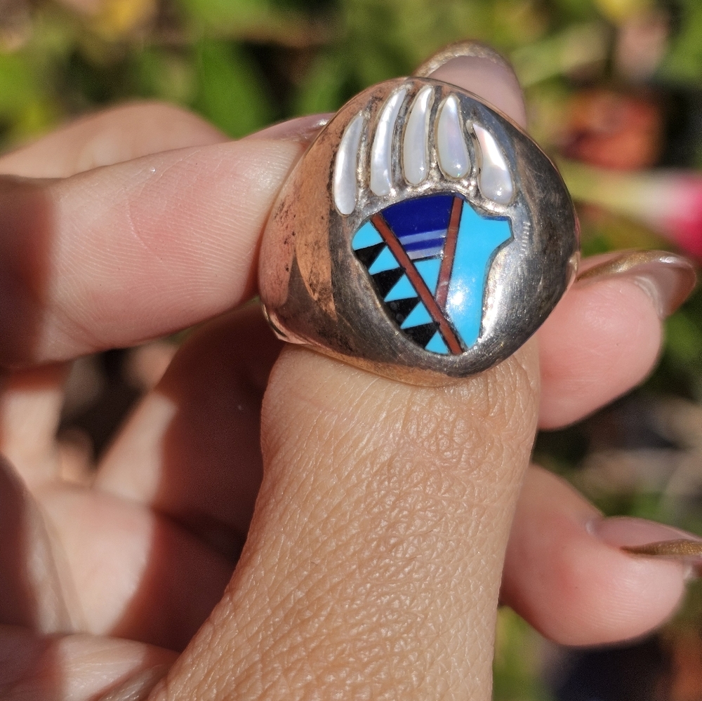 Bear Claw Inlay Sterling Ring